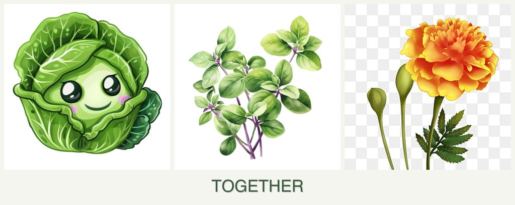 Can you plant cabbage, oregano and marigolds together?