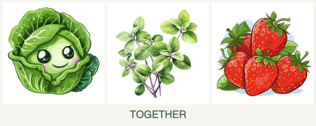 Can you plant cabbage, oregano and strawberries together?