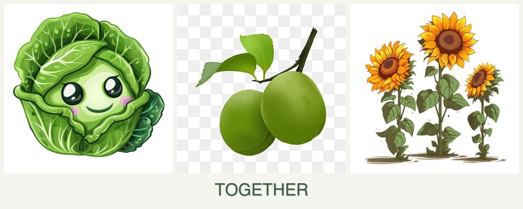 Can you plant cabbage, plums and sunflowers together?