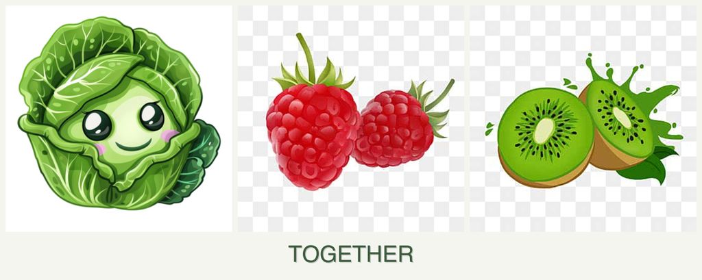 Can you plant cabbage, raspberries and kiwi together?