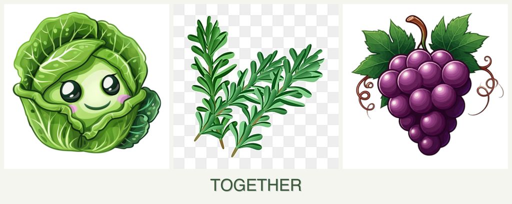 Can you plant cabbage, rosemary and grapes together?