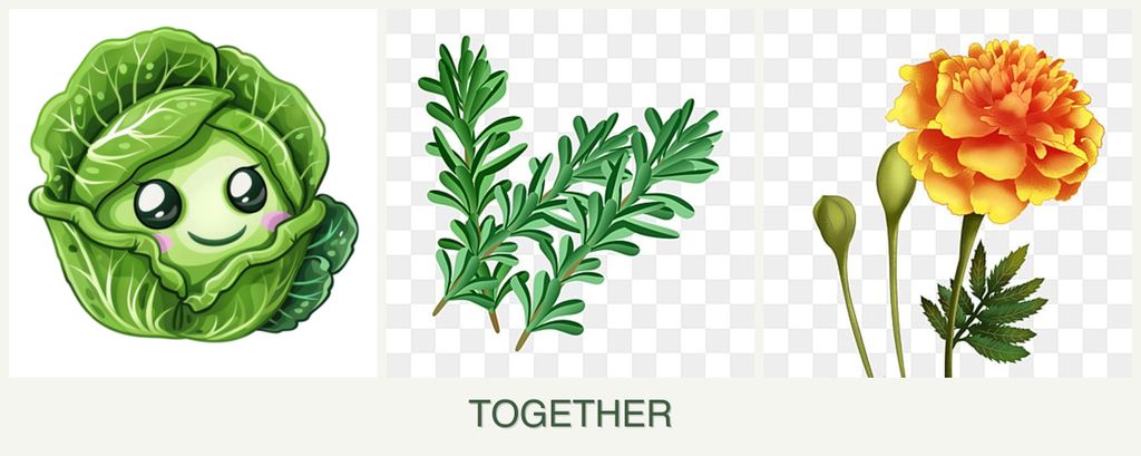 Can you plant cabbage, rosemary and marigolds together?