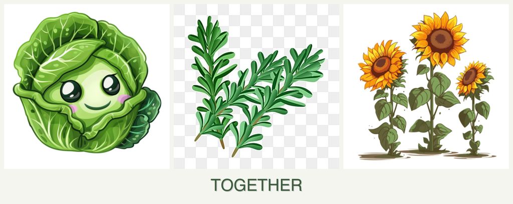 Can you plant cabbage, rosemary and sunflowers together?