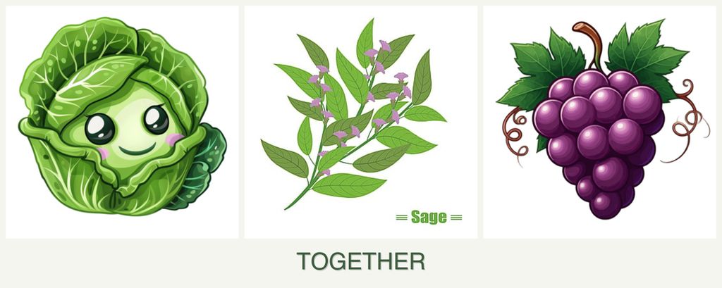Can you plant cabbage, sage and grapes together?