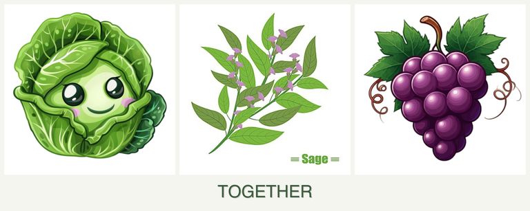 Can you plant cabbage, sage and grapes together?