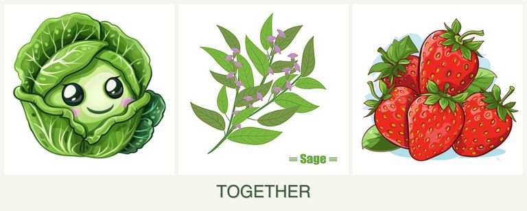 Can you plant cabbage, sage and strawberries together?