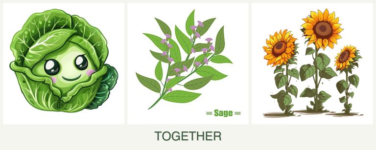 Can you plant cabbage, sage and sunflowers together?