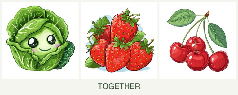 Can you plant cabbage, strawberries and cherries together?
