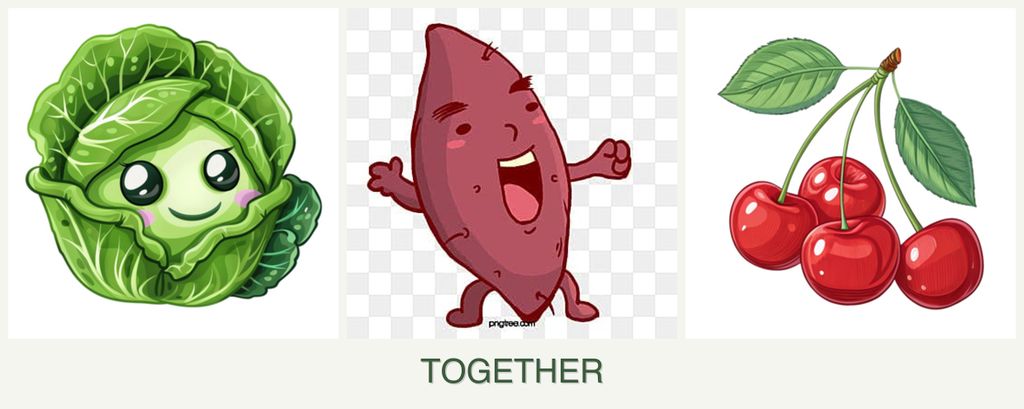 Can you plant cabbage, sweet potatoes and cherries together?