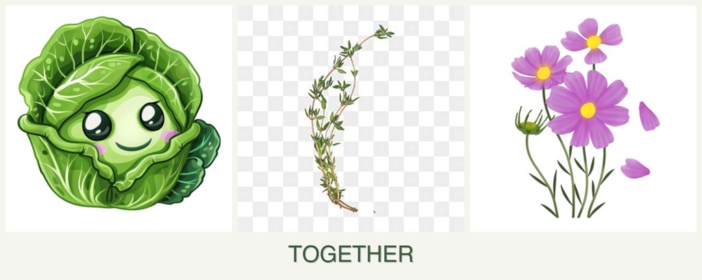 Can you plant cabbage, thyme and cosmos together?