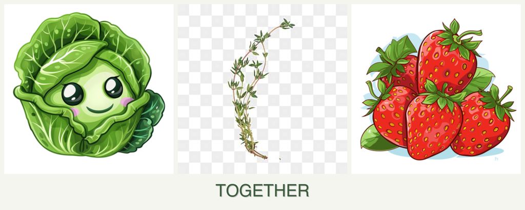 Can you plant cabbage, thyme and strawberries together?