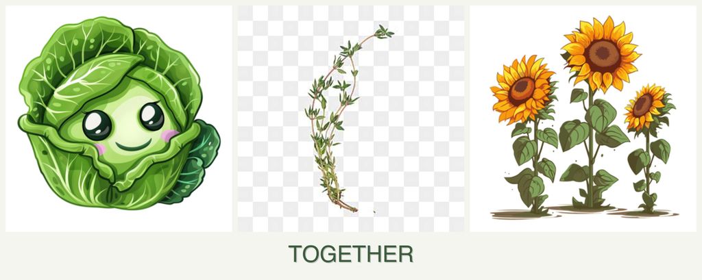 Can you plant cabbage, thyme and sunflowers together?