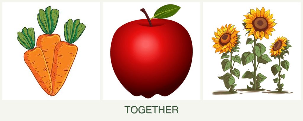 Can you plant carrots, apples and sunflowers together?