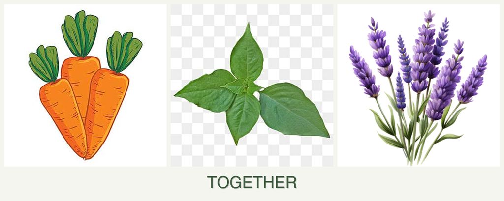 Can you plant carrots, basil and lavender together?