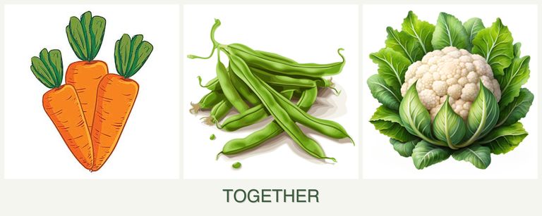 Can you plant carrots, beans and cauliflower together?