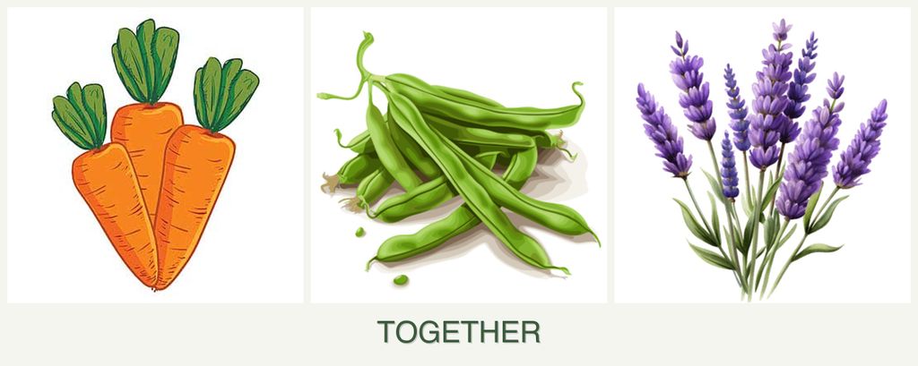 Can you plant carrots, beans and lavender together?