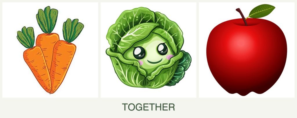 Can you plant carrots, cabbage and apples together?