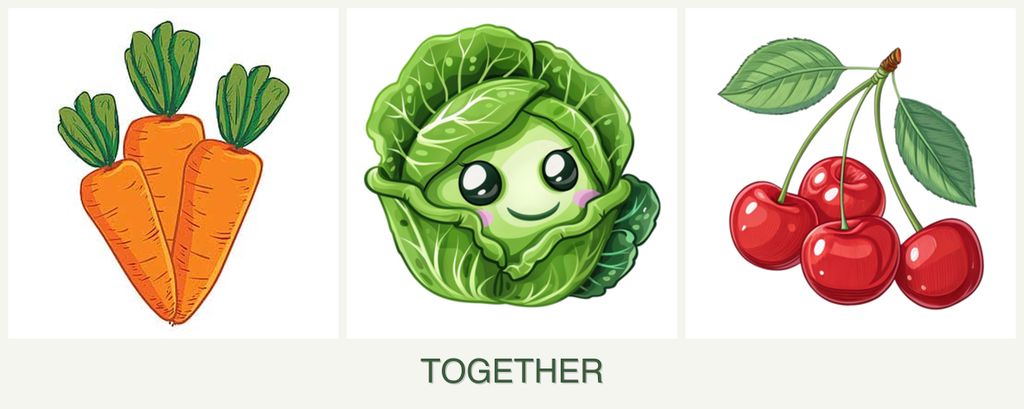 Can you plant carrots, cabbage and cherries together?