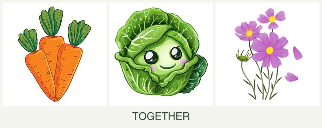 Can you plant carrots, cabbage and cosmos together?