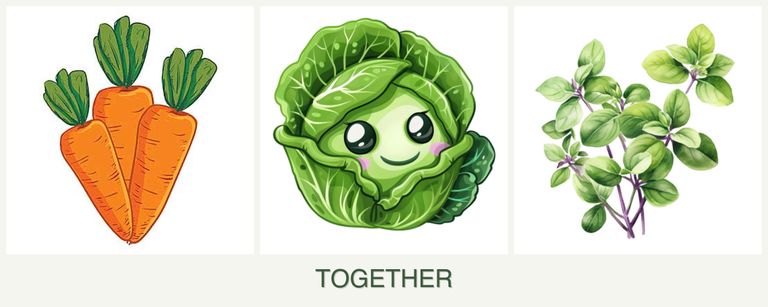Can you plant carrots, cabbage and oregano together?