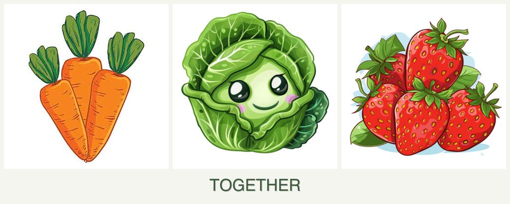 Can you plant carrots, cabbage and strawberries together?