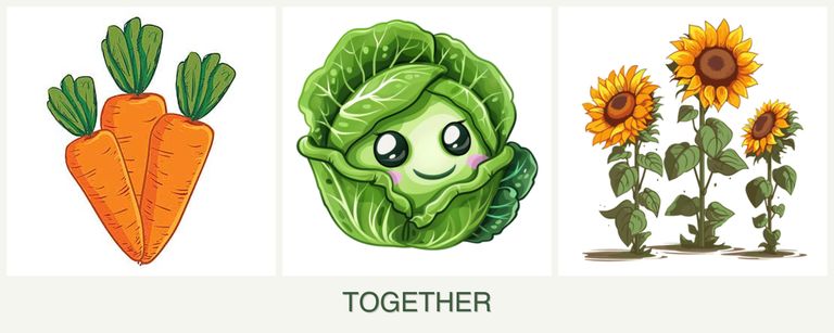 Can you plant carrots, cabbage and sunflowers together?