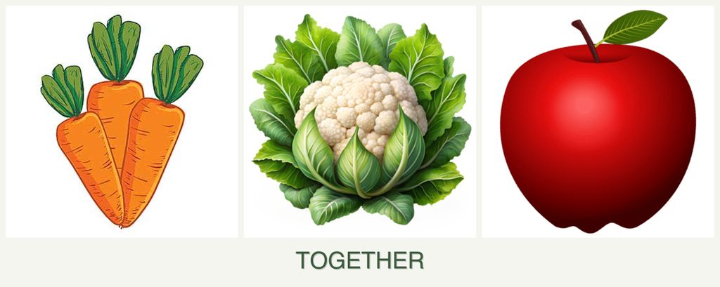 Can you plant carrots, cauliflower and apples together?