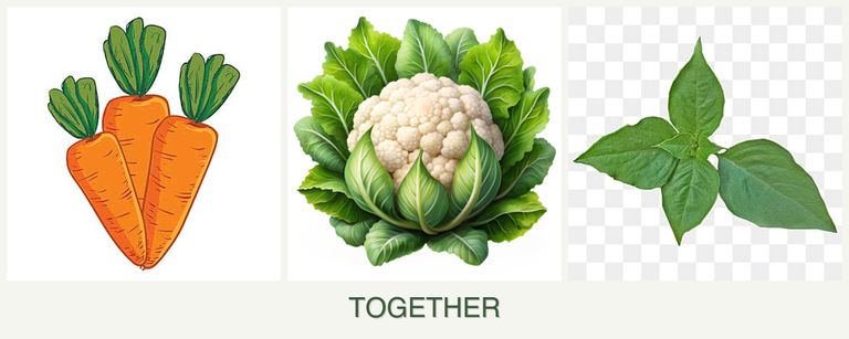 Can you plant carrots, cauliflower and basil together?