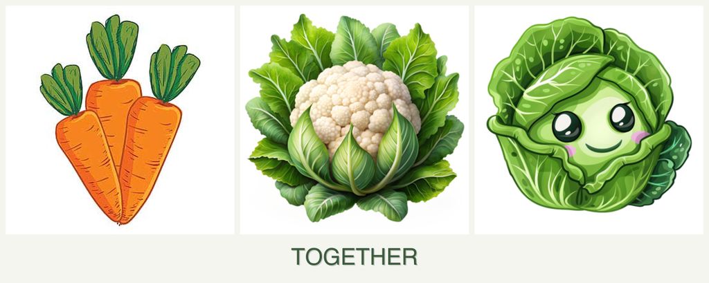 Can you plant carrots, cauliflower and cabbage together?