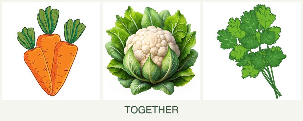 Can you plant carrots, cauliflower and cilantro together?