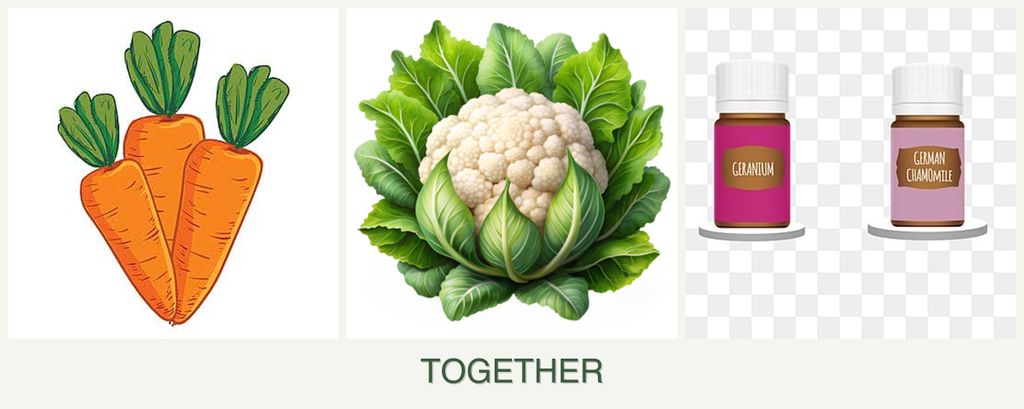 Can you plant carrots, cauliflower and geraniums together?