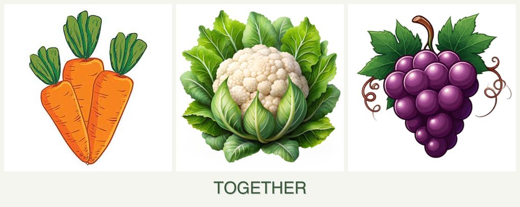 Can you plant carrots, cauliflower and grapes together?