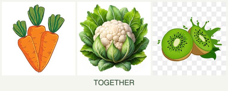 Can you plant carrots, cauliflower and kiwi together?