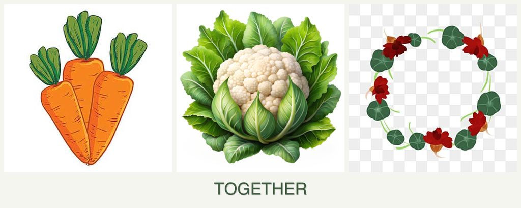 Can you plant carrots, cauliflower and nasturtiums together?