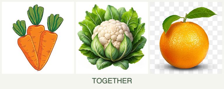 Can you plant carrots, cauliflower and oranges together?