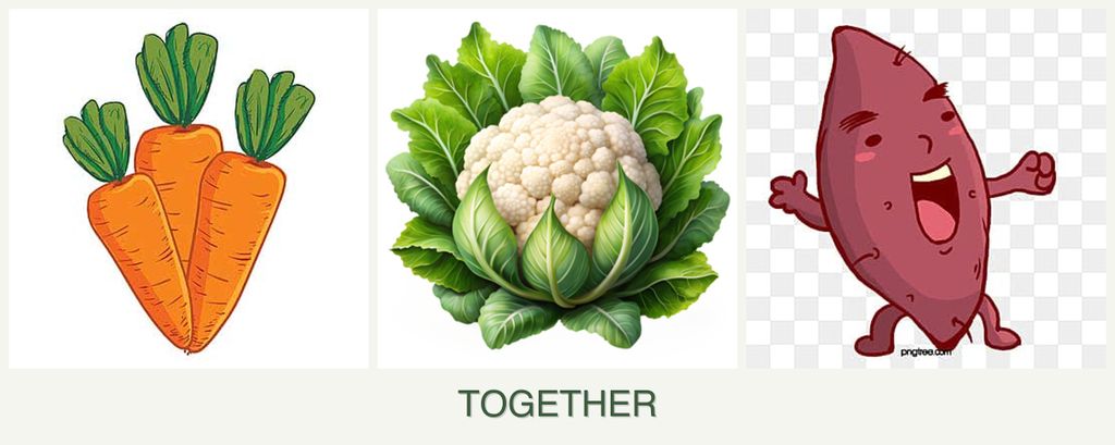 Can you plant carrots, cauliflower and sweet potatoes together?