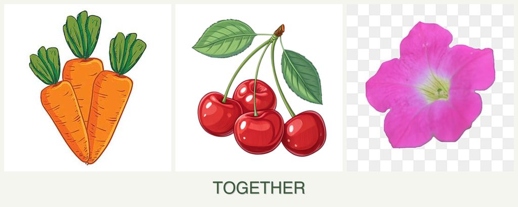 Can you plant carrots, cherries and petunias together?