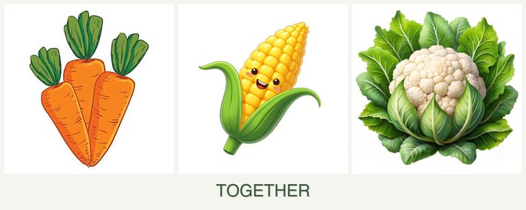 Can you plant carrots, corn and cauliflower together?