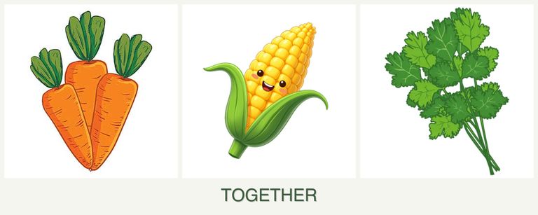Can you plant carrots, corn and cilantro together?