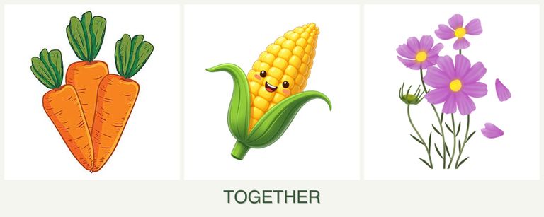Can you plant carrots, corn and cosmos together?