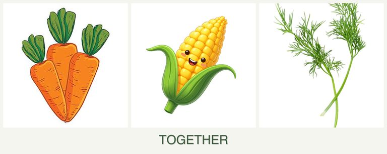 Can you plant carrots, corn and dill together?