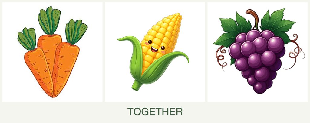 Can you plant carrots, corn and grapes together?