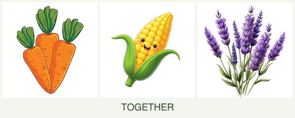 Can you plant carrots, corn and lavender together?