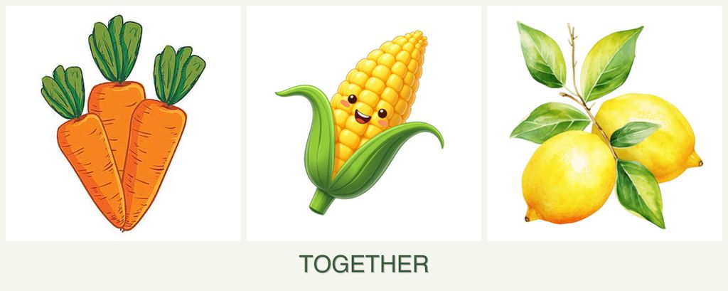 Can you plant carrots, corn and lemons together?