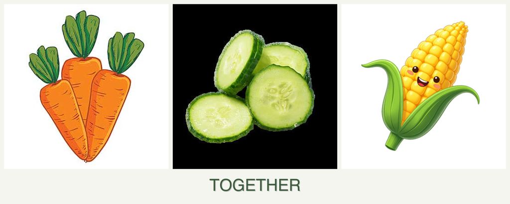 Can you plant carrots, cucumbers and corn together?