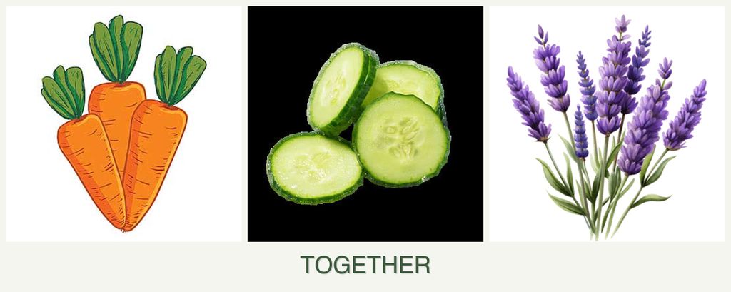 Can you plant carrots, cucumbers and lavender together?