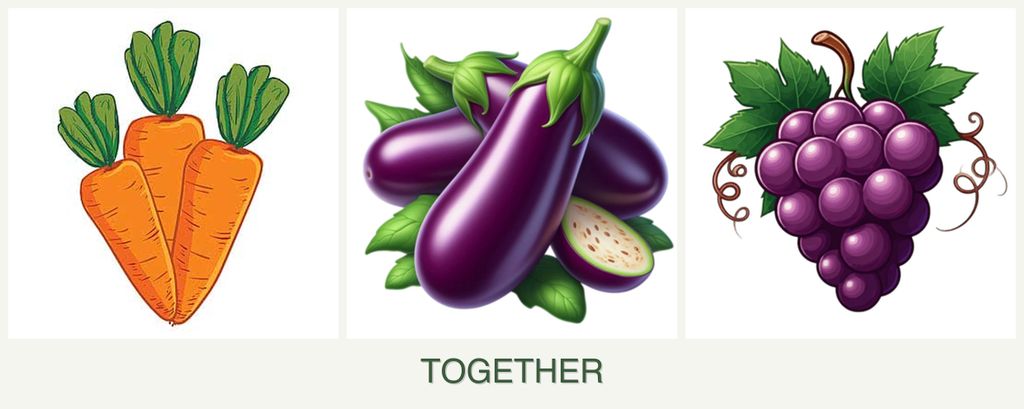 Can you plant carrots, eggplant and grapes together?