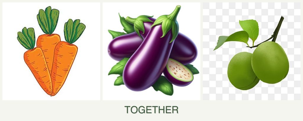 Can you plant carrots, eggplant and plums together?