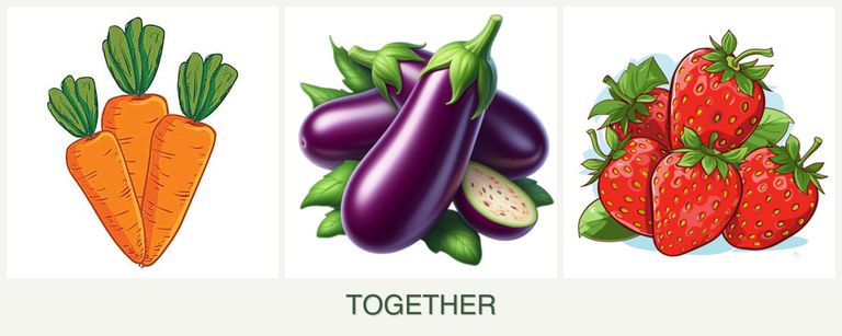 Can you plant carrots, eggplant and strawberries together?