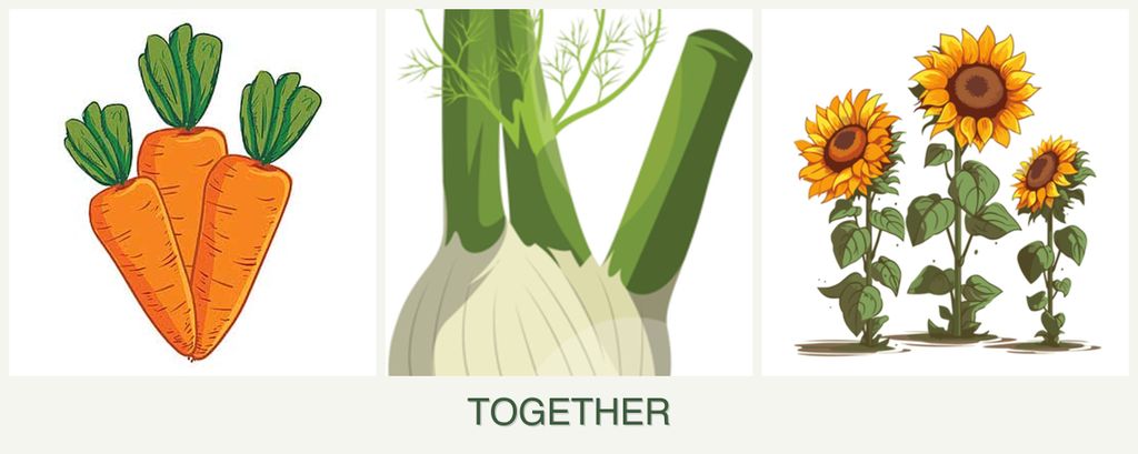 Can you plant carrots, fennel and sunflowers together?